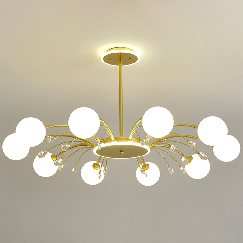 Spherical Chandelier Lighting Ultra-Contemporary Milk Glass Hanging Ceiling Lights for Living Room