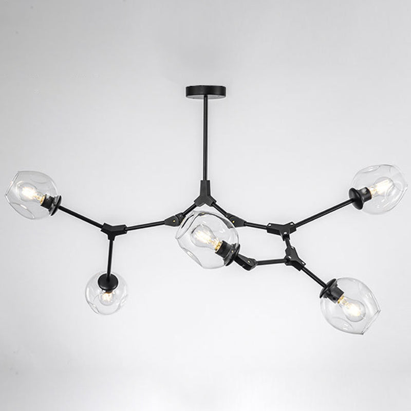 Apparecchi di illuminazione del lampadario ramificati Luce di sospensione in vetro moderno per soggiorno