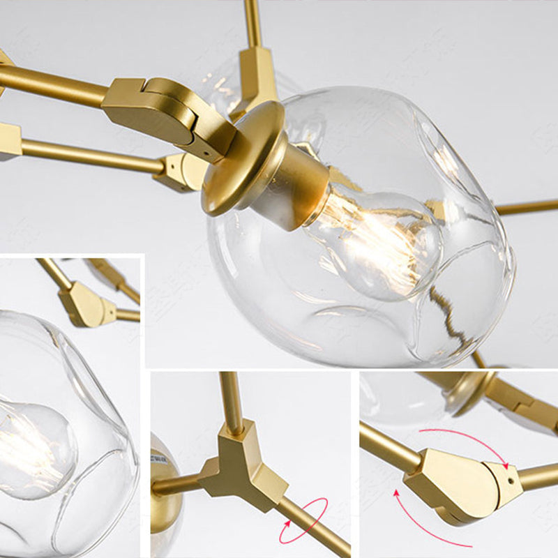 Apparecchi di illuminazione del lampadario ramificati Luce di sospensione in vetro moderno per soggiorno