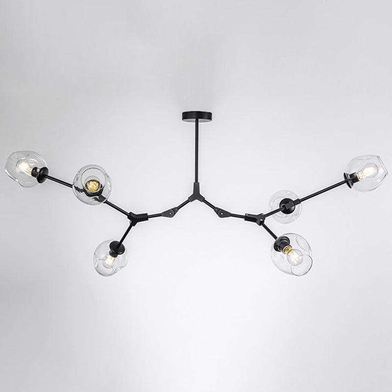 Apparecchi di illuminazione del lampadario ramificati Luce di sospensione in vetro moderno per soggiorno