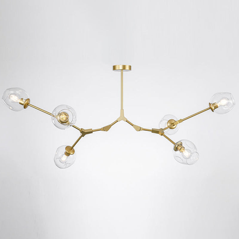 Apparecchi di illuminazione del lampadario ramificati Luce di sospensione in vetro moderno per soggiorno