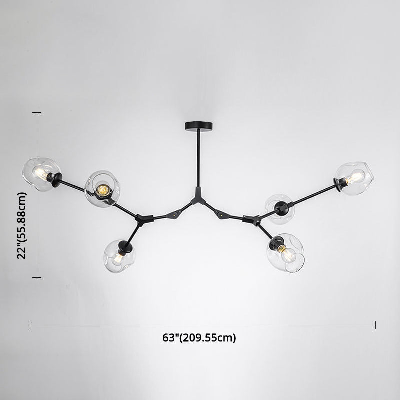 Apparecchi di illuminazione del lampadario ramificati Luce di sospensione in vetro moderno per soggiorno