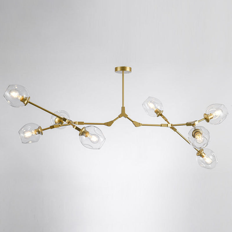 Apparecchi di illuminazione del lampadario ramificati Luce di sospensione in vetro moderno per soggiorno