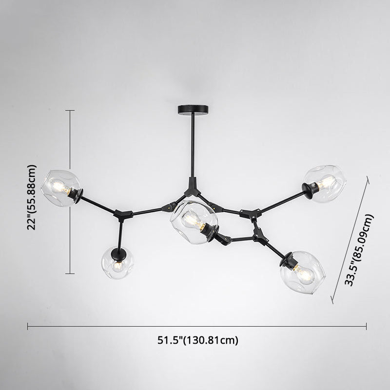 Apparecchi di illuminazione del lampadario ramificati Luce di sospensione in vetro moderno per soggiorno