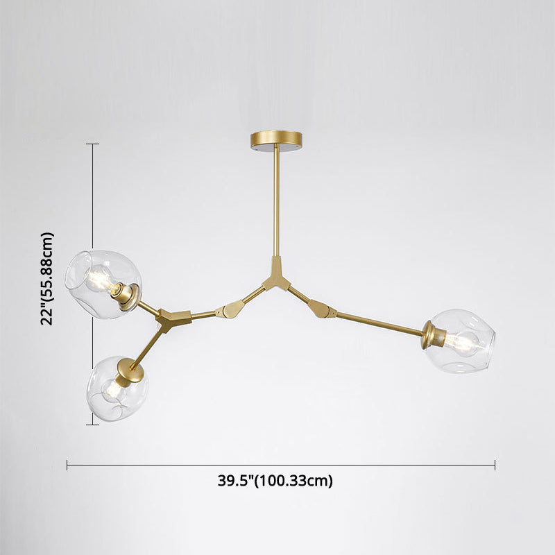 Apparecchi di illuminazione del lampadario ramificati Luce di sospensione in vetro moderno per soggiorno