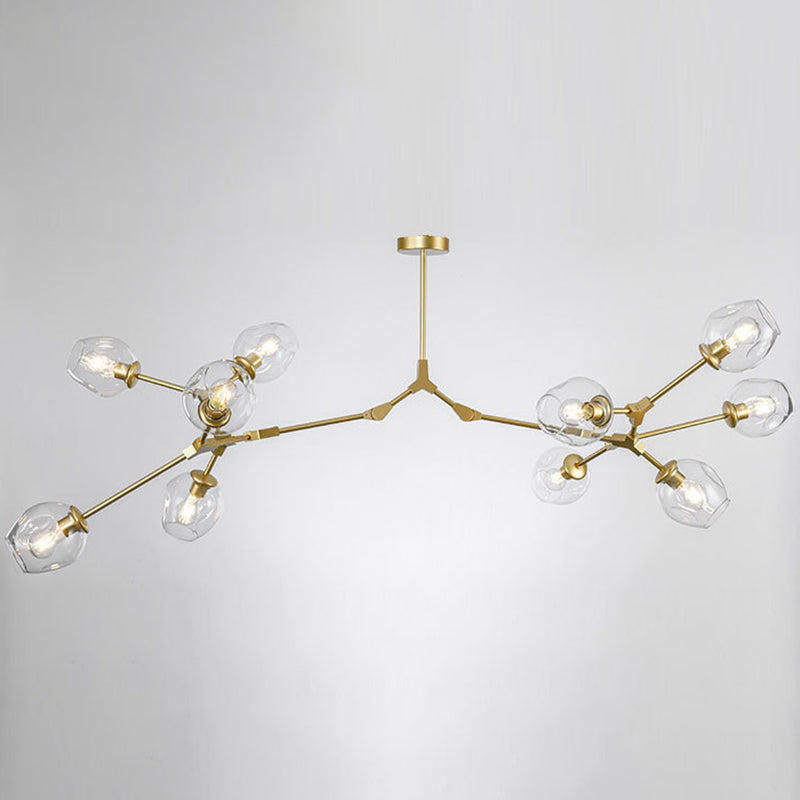 Apparecchi di illuminazione del lampadario ramificati Luce di sospensione in vetro moderno per soggiorno