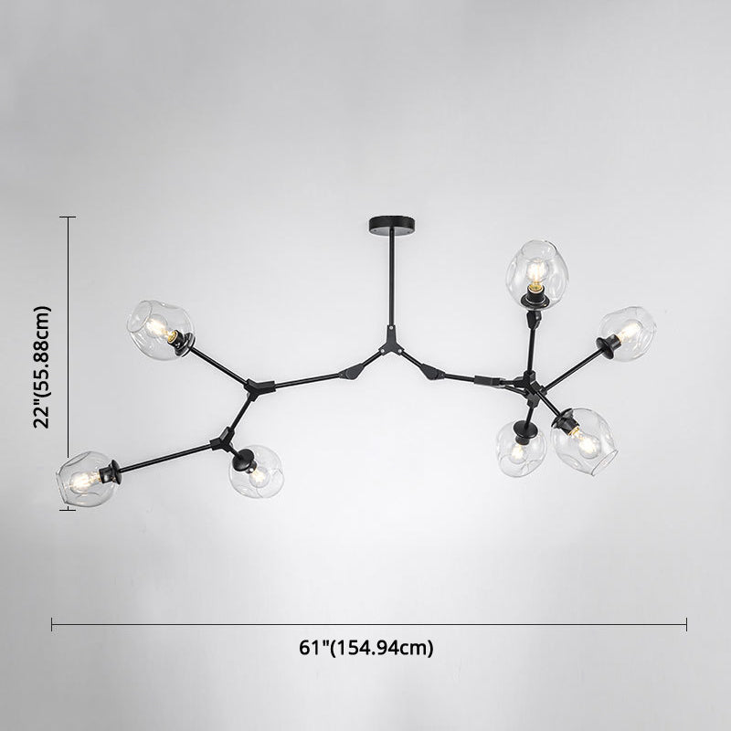 Apparecchi di illuminazione del lampadario ramificati Luce di sospensione in vetro moderno per soggiorno