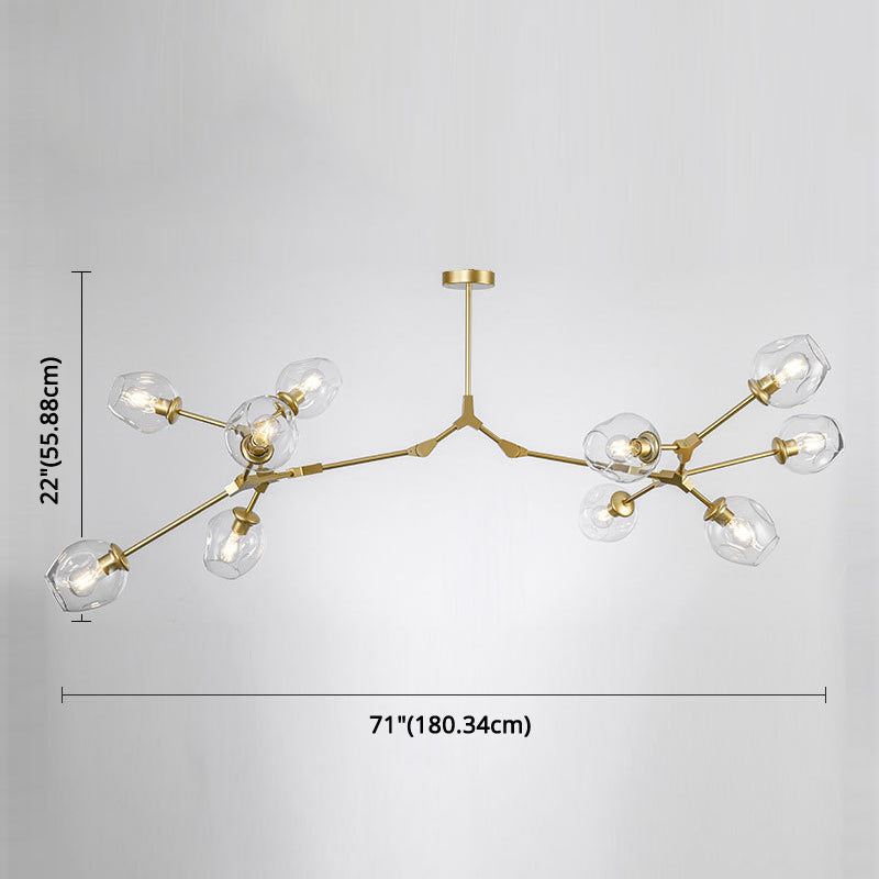Apparecchi di illuminazione del lampadario ramificati Luce di sospensione in vetro moderno per soggiorno