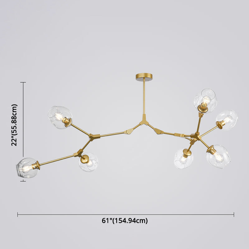 Apparecchi di illuminazione del lampadario ramificati Luce di sospensione in vetro moderno per soggiorno