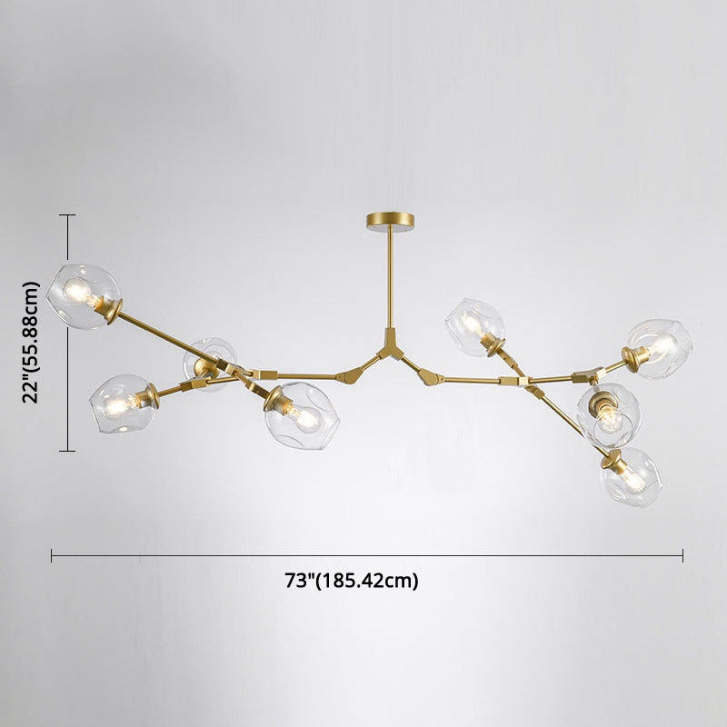 Apparecchi di illuminazione del lampadario ramificati Luce di sospensione in vetro moderno per soggiorno
