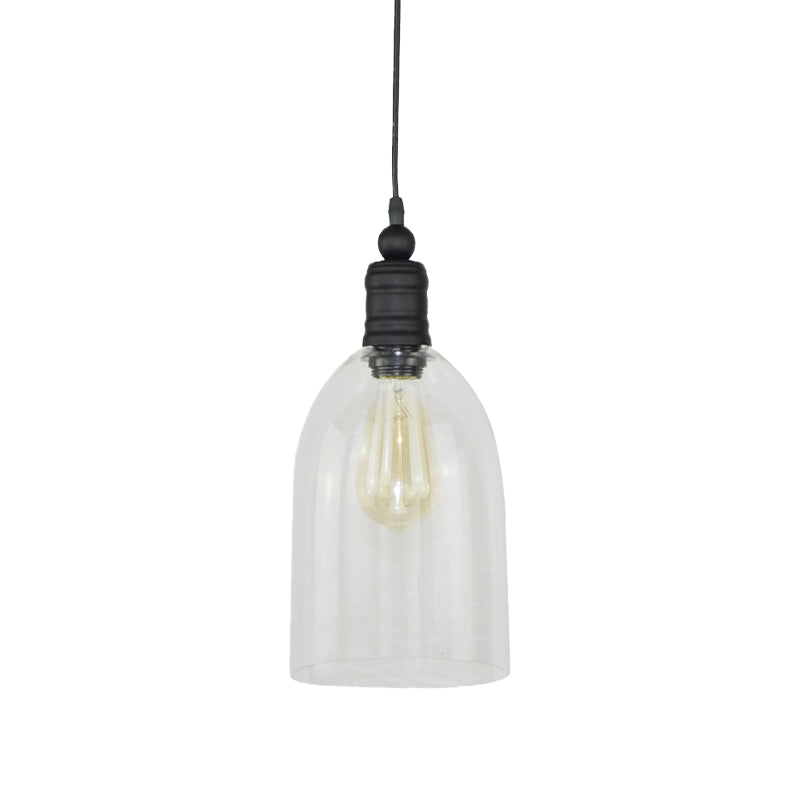 Vidrio transparente DOME ALAGADO Luz colgante lámpara modernismo 1 cabeza de techo de colgante negro