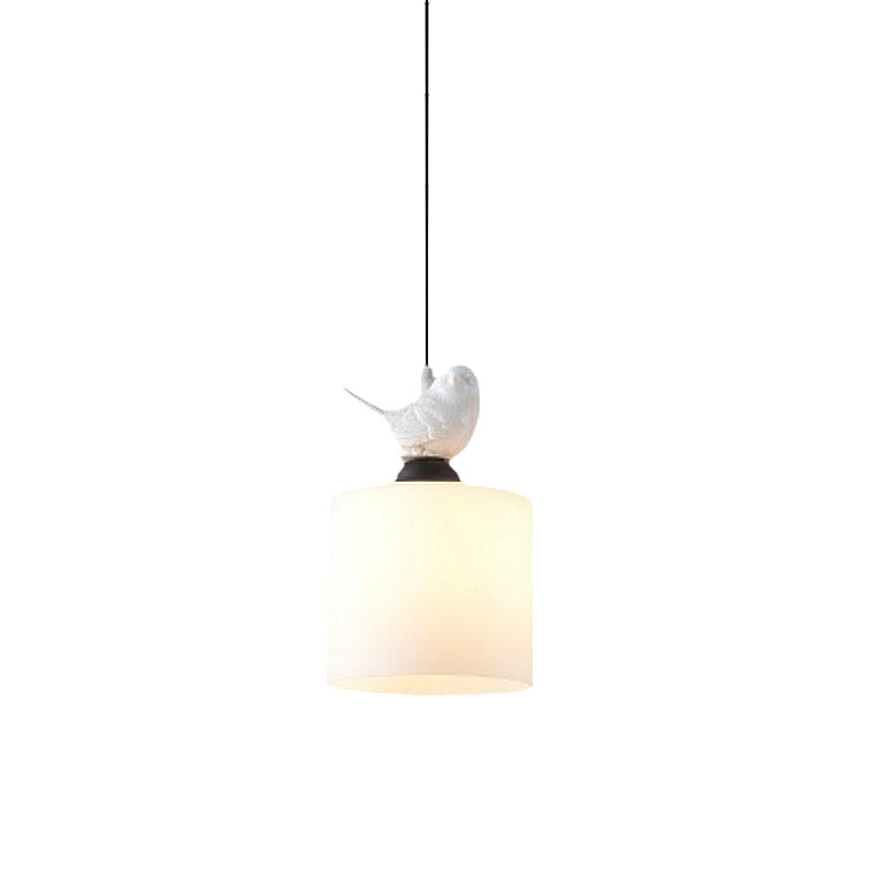 Cilindro Barra de té Luz de lámpara de lámpara de vidrio blanco 1 Lámpara de lámpara colgante de estilo simple
