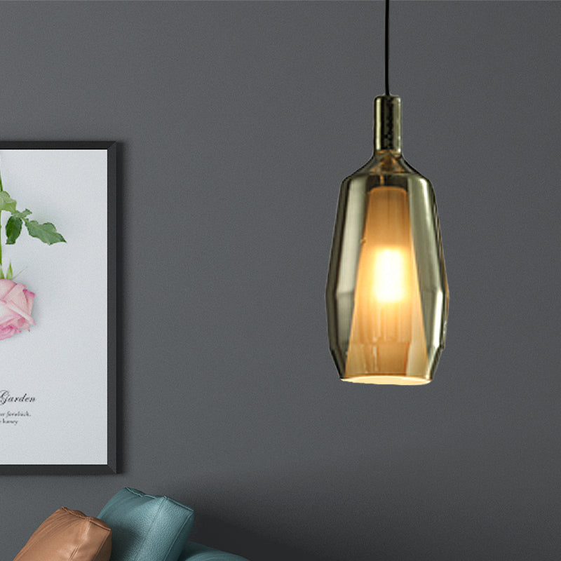 Tulip Pendant Light Fixture Modern Green Glass 1 Head Dining Room Hanging Lamp Kit