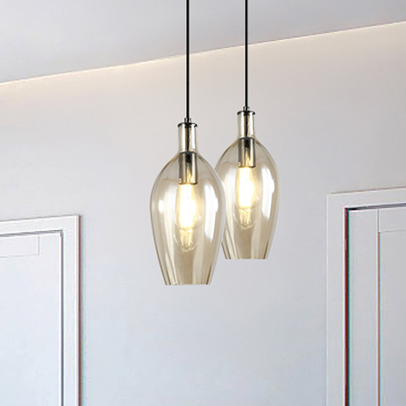 Tulip Hanging Ceiling Light Modern Amber Glass 1 Head Dining Room Pendant Light Fixture