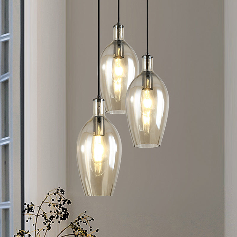 Tulip Hanging Ceiling Light Modern Amber Glass 1 Head Dining Room Pendant Light Fixture