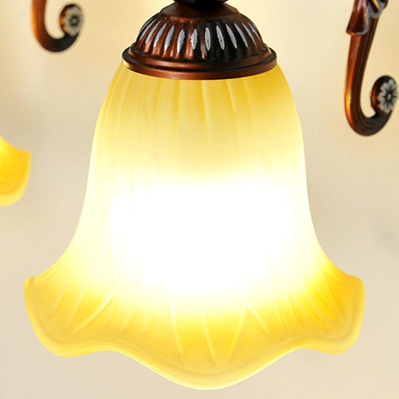 Flared Bathroom Vanity Lamp Traditional Frosted Glass 1/2/3 Lights Copper Sconce Light Fixture