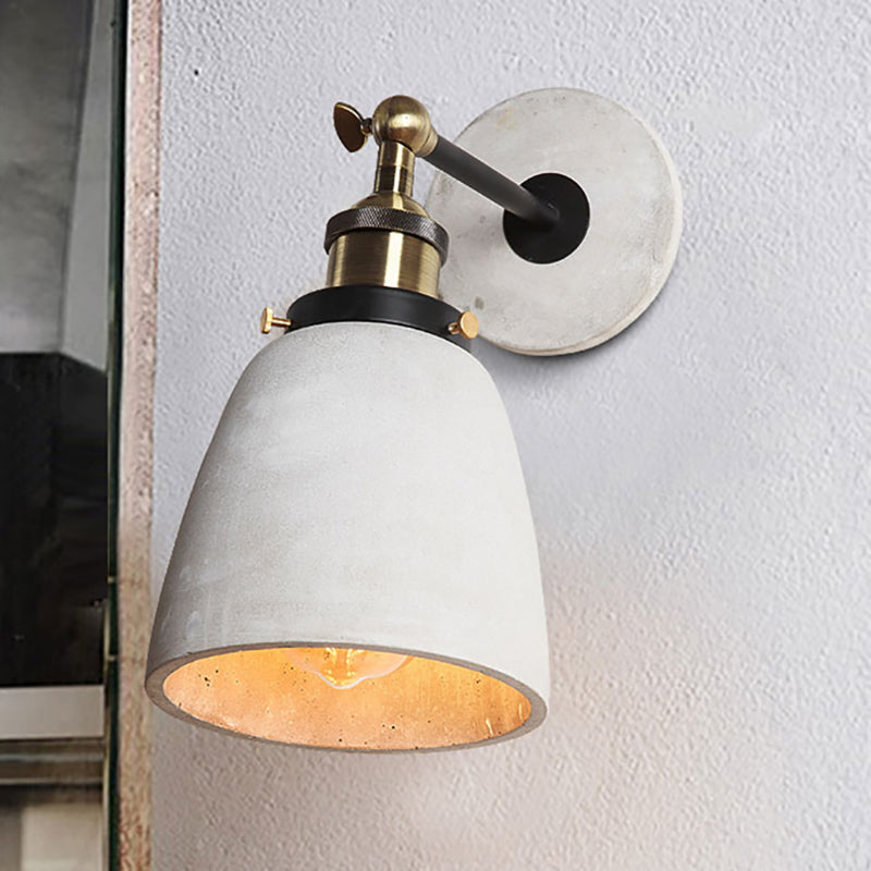 Cone/Cylinder/Bowl Bedroom Wall Mounted Light Cement 1 Head Industrial Style Angle Adjustable Wall Sconce in Grey