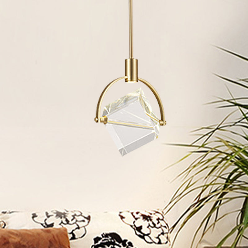 Helder glazen kubieke hangende lampkit eigentijds goud hanglamp plafondlicht voor slaapkamer