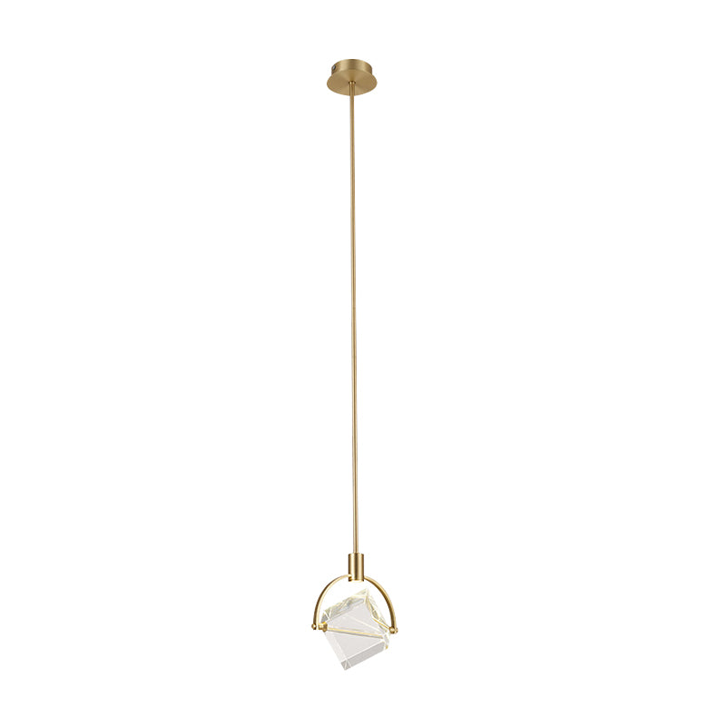 Helder glazen kubieke hangende lampkit eigentijds goud hanglamp plafondlicht voor slaapkamer