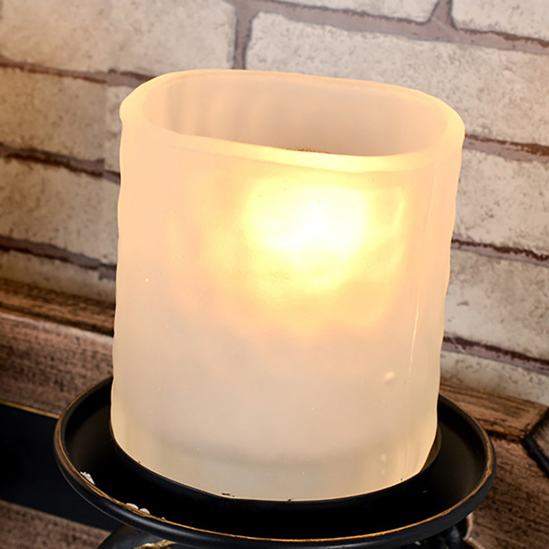 Candle Wall Lamp Country Style Opal Glass 1/2-Bulb Black and Gold Sconce Light with Resin Anchor Design