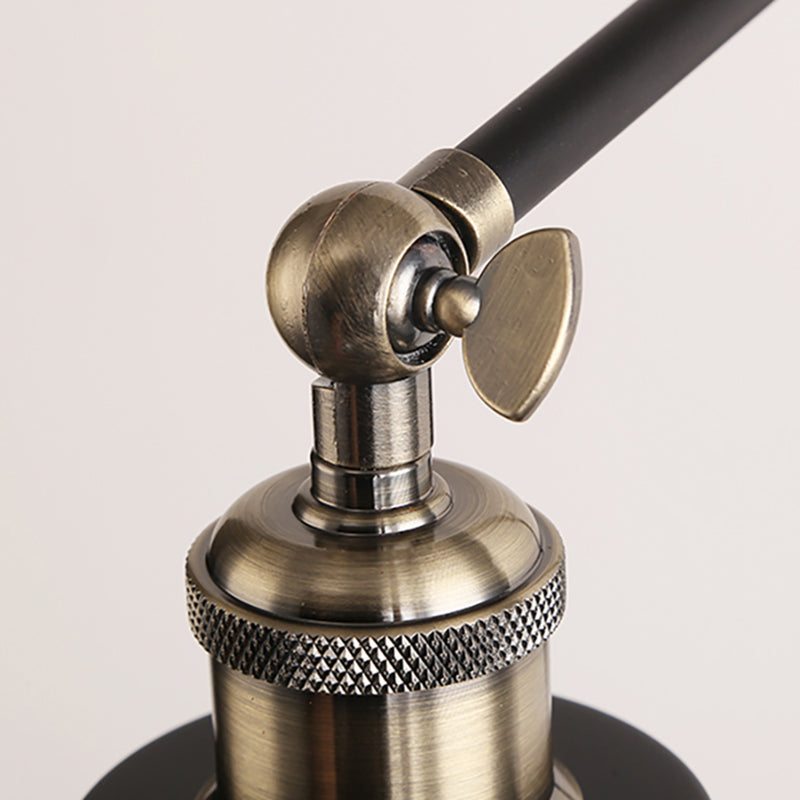 Cone Wall Lighting Fixture Industrial Style Metal 1 Bulb Black/White Wall Sconce Light with Swing Arm for Bedroom