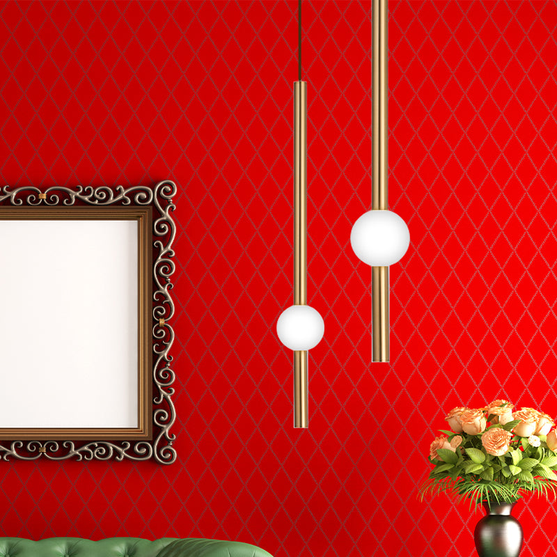 Flute Hanging Light Kit Simple Style Gold/White Glass 1 Head Stairway Pendant Light Fixture