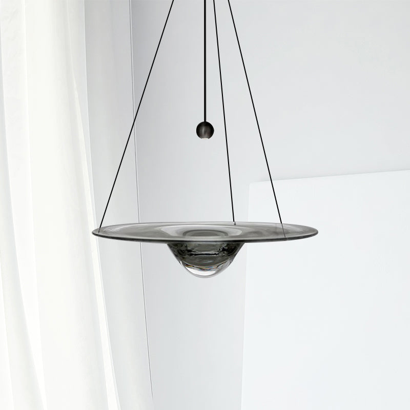 Luz de colgante colgante de sombrero Contemporáneo Clear Glass 1 Cabeza de comedor Luz de suspensión