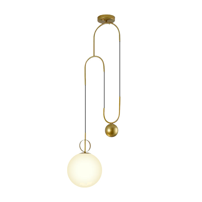 Sphère pendentif éclairage moderne verre blanc 1 chambre à coucher