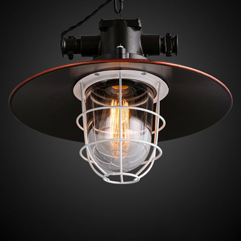 1 kit di luce in gabbia leggera retrò la luce sospesa in metallo industriale con catena sospesa per il ristorante