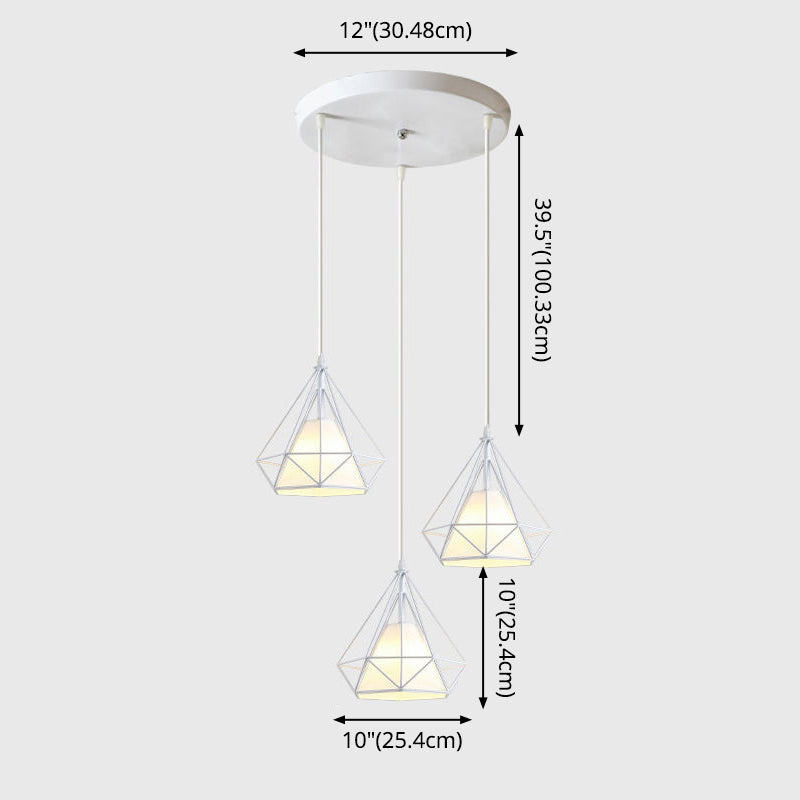 3 luci Diamond Cage Multi Cioncant Light Creative Industrial Metal Multi-Light Ciondolo per il ristorante