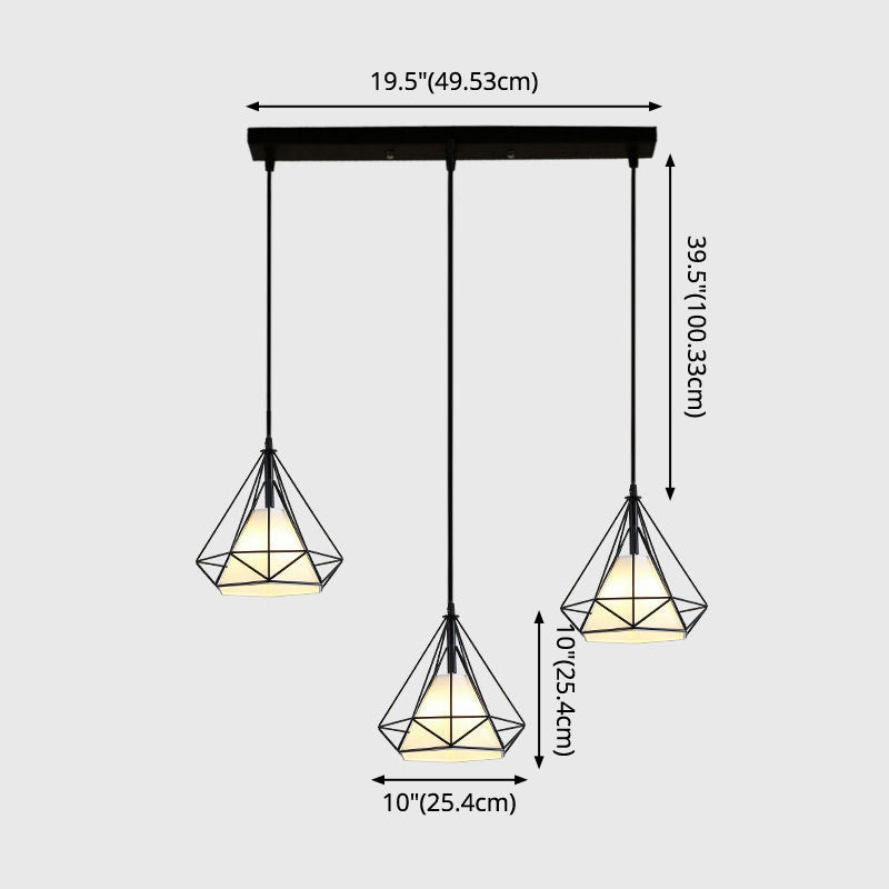 3 luci Diamond Cage Multi Cioncant Light Creative Industrial Metal Multi-Light Ciondolo per il ristorante
