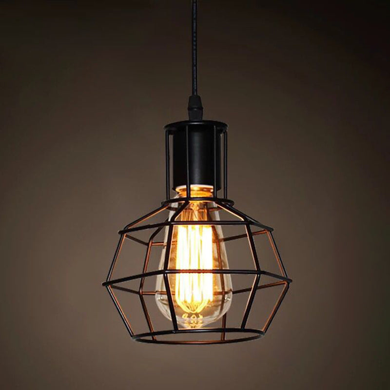 1 leichte Käfig -Leuchten Retro Industrial Style Metallic Hanging Pendell Leuchten für Bar