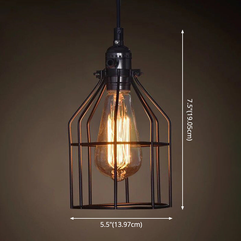 1 leichte Käfig -Leuchten Retro Industrial Style Metallic Hanging Pendell Leuchten für Bar