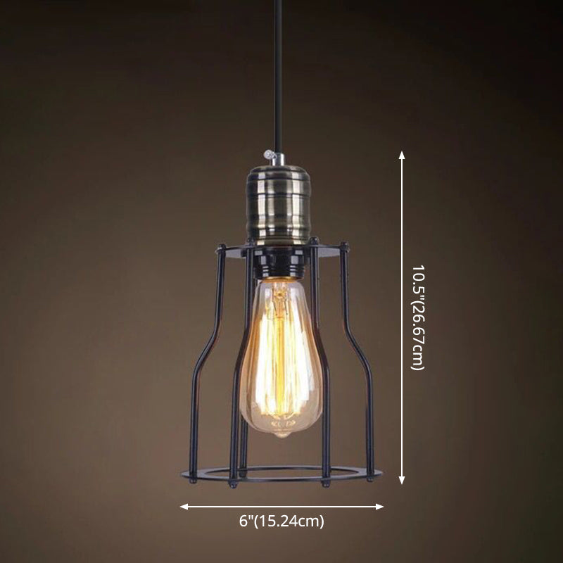 1 leichte Käfig -Leuchten Retro Industrial Style Metallic Hanging Pendell Leuchten für Bar