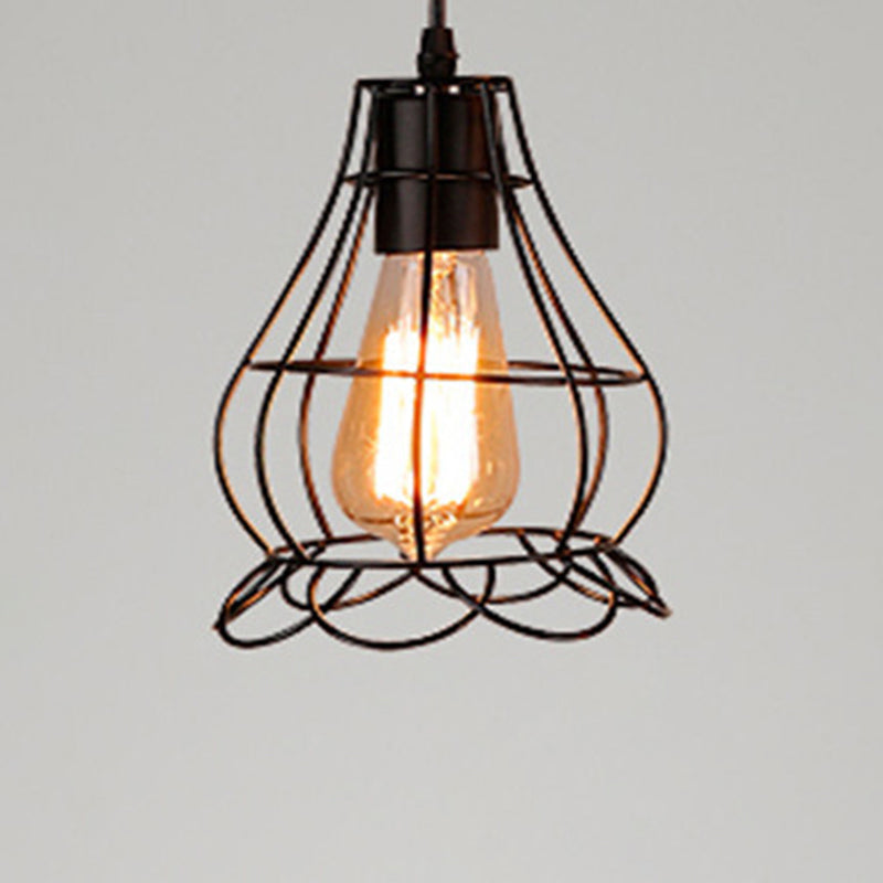 1 leichte Käfig -Leuchten Retro Industrial Style Metallic Hanging Pendell Leuchten für Bar
