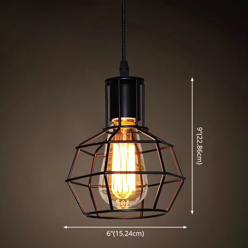 1 leichte Käfig -Leuchten Retro Industrial Style Metallic Hanging Pendell Leuchten für Bar