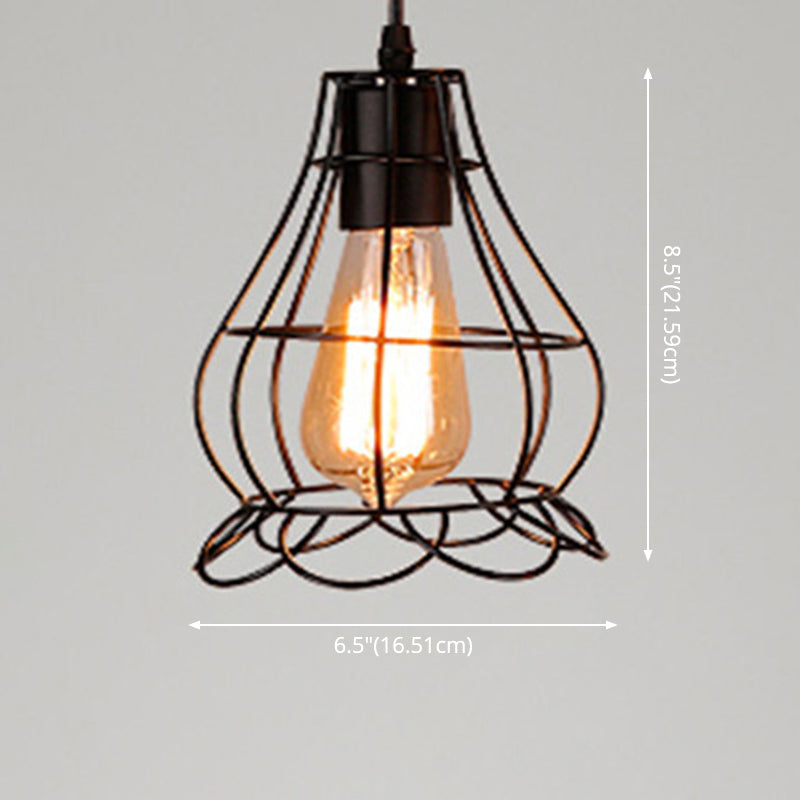 1 leichte Käfig -Leuchten Retro Industrial Style Metallic Hanging Pendell Leuchten für Bar