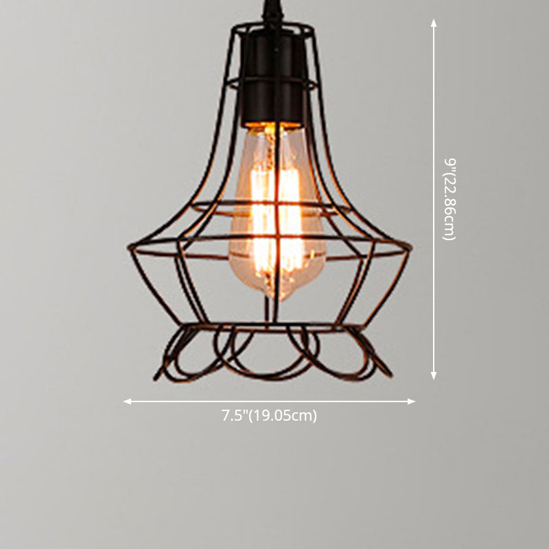 1 leichte Käfig -Leuchten Retro Industrial Style Metallic Hanging Pendell Leuchten für Bar