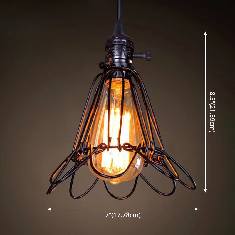 1 leichte Käfig -Leuchten Retro Industrial Style Metallic Hanging Pendell Leuchten für Bar
