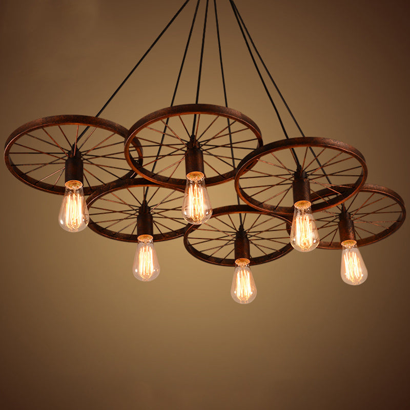 Ruota a pendente multipla in stile industriale METALLIC PENDANTI LAMPARE MULTIMA
