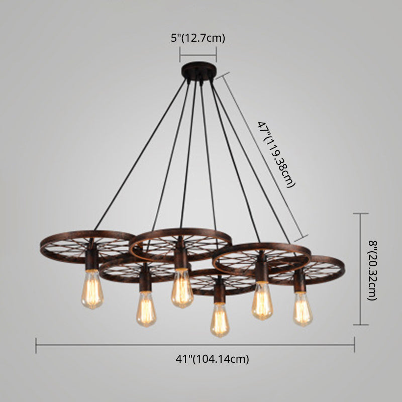 Ruota a pendente multipla in stile industriale METALLIC PENDANTI LAMPARE MULTIMA