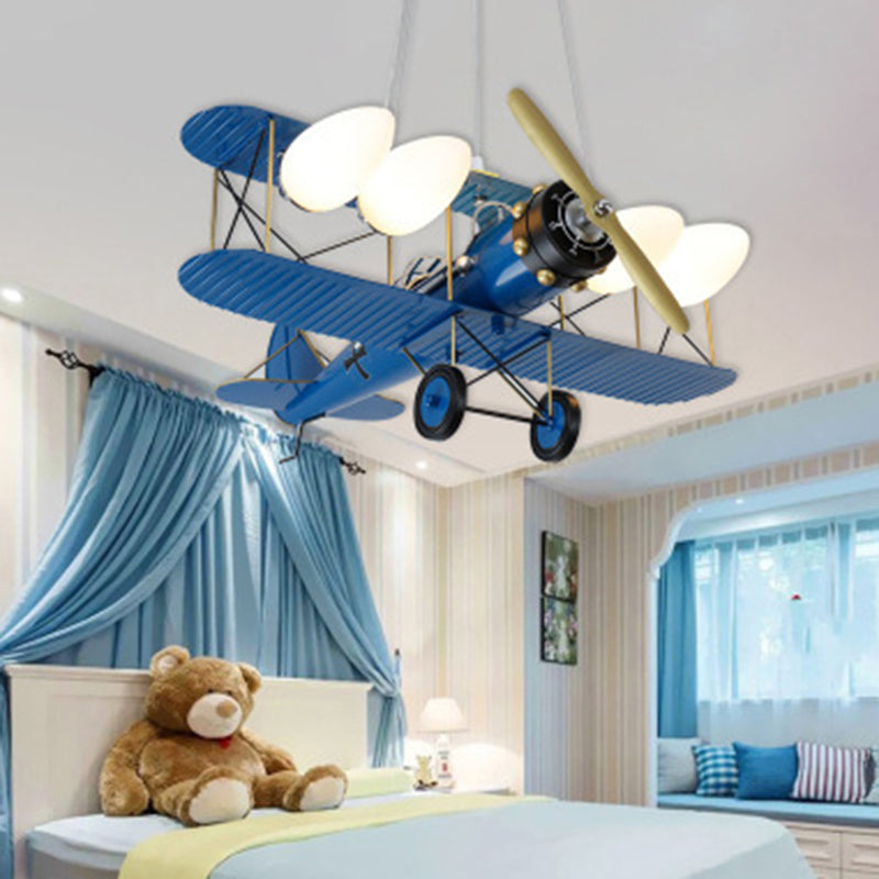 5 Lichter Flugzeugform Pendelleuchten Kinder Metallische Deckenhänge für Kindergarten