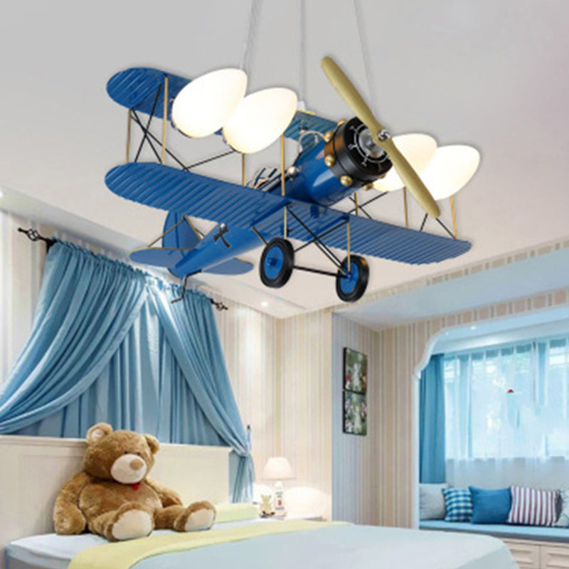 5 Lichter Flugzeugform Pendelleuchten Kinder Metallische Deckenhänge für Kindergarten