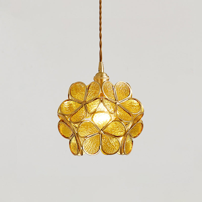 1 Light Flower Hanging Ceiling Light Nordic Style Metallic Down Lighting Pendant  for Restaurant