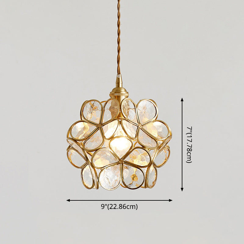 1 Light Flower Hanging Ceiling Light Nordic Style Metallic Down Lighting Pendant  for Restaurant