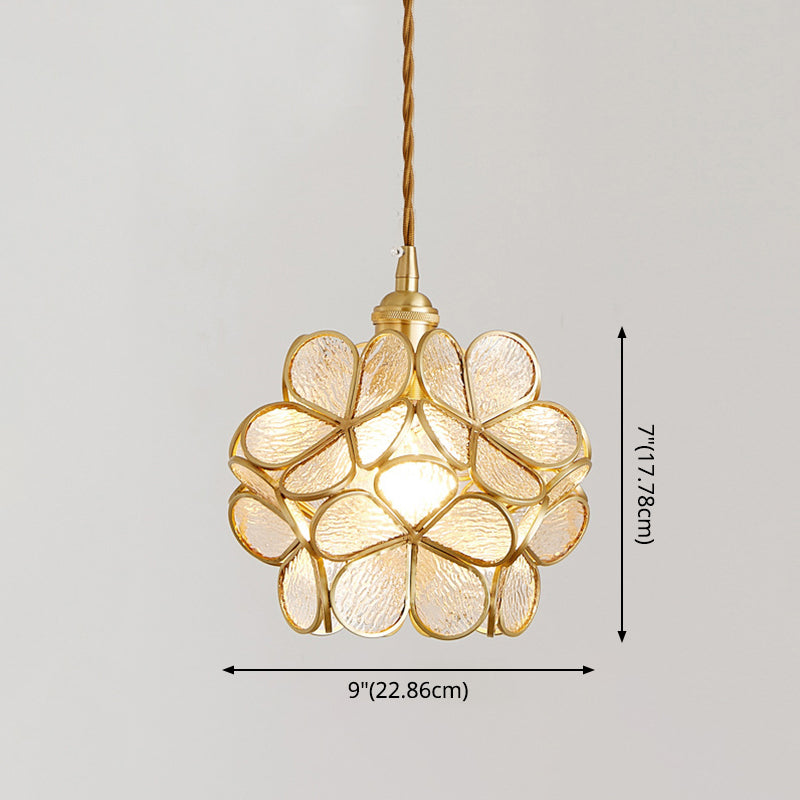 1 Light Flower Hanging Ceiling Light Nordic Style Metallic Down Lighting Pendant  for Restaurant