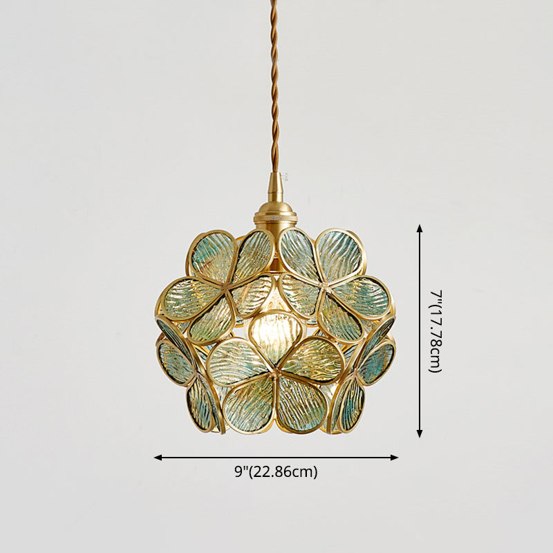 1 Light Flower Hanging Ceiling Light Nordic Style Metallic Down Lighting Pendant  for Restaurant
