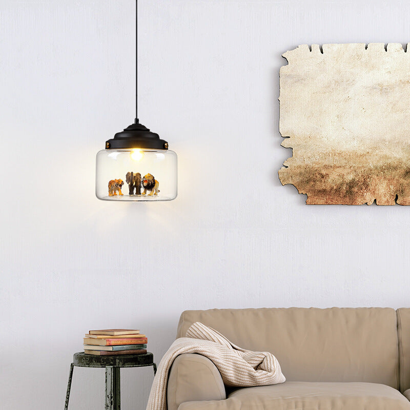 1 léger petit zoo pendant plafonniers caricatures en verre de plafond suspendu pour chambre à coucher