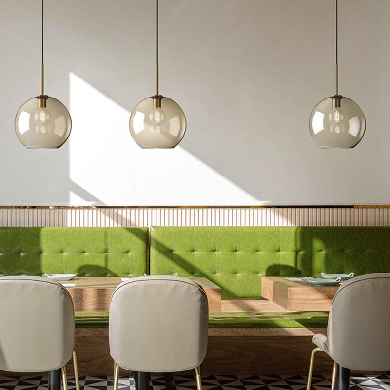 Luce a sospensione in vetro cognac moderno moderno illuminazione a sospensione a 1 luce per tavolo da pranzo