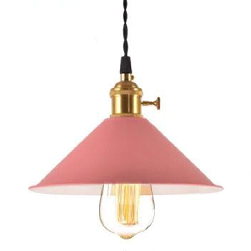 Light ombrello industriale Nordic Light Metal Macarons Colorful Macarons a 1 luci a pendente Accensione
